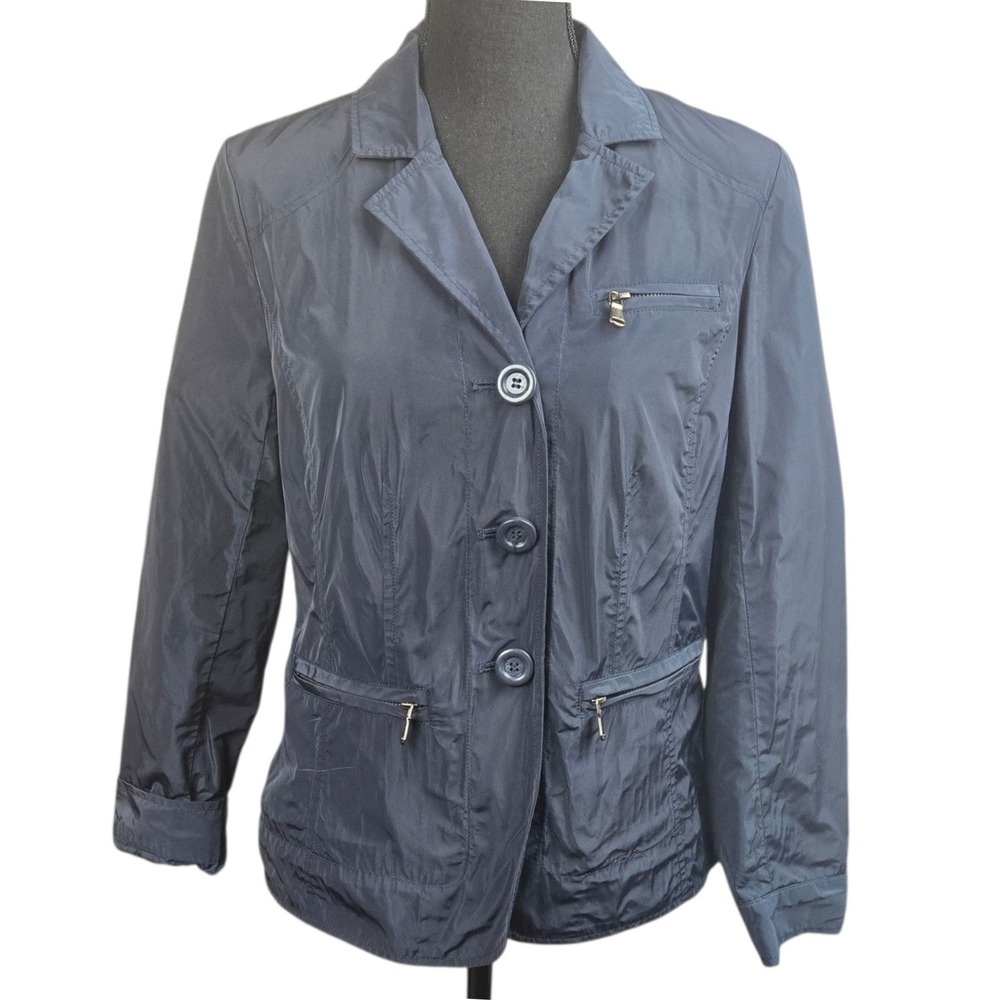 Chicos Button Up Lightweight‎ Casual Blazer Jacket Chicos Size 0 Blue Small